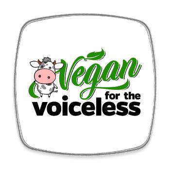 Végétarien végétalien pour les sans voix (vache) - Magnet carré - blanc - Devant