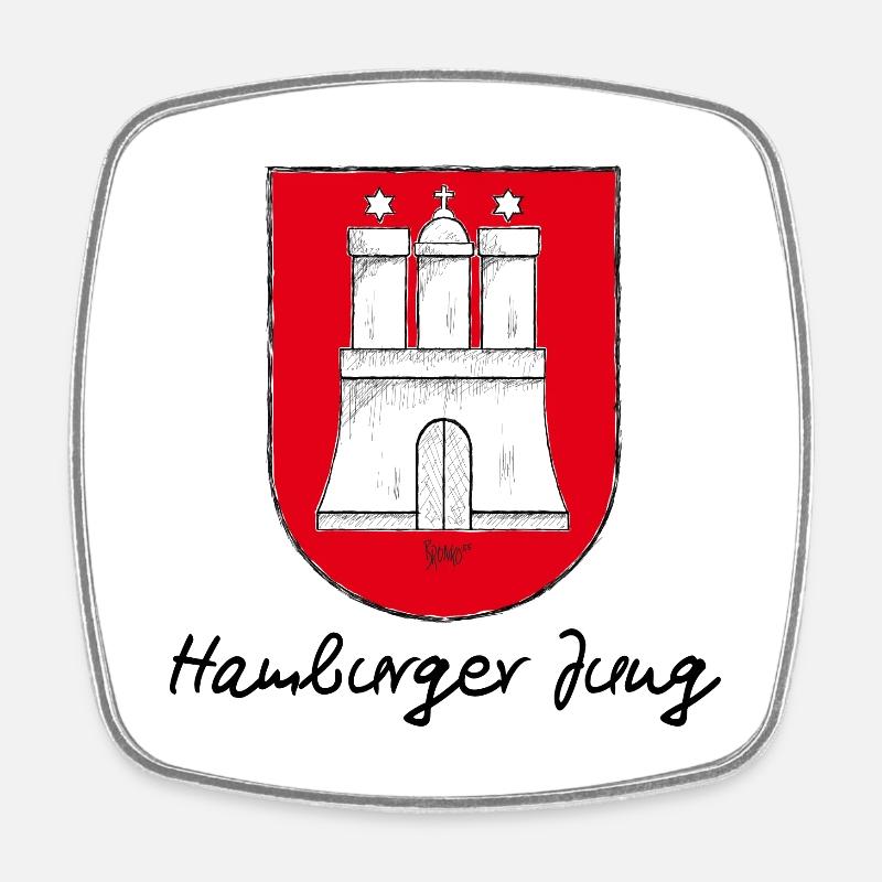 Bronko55 No.21 – Hamburger Jung - Viereckiger Kühlschrankmagnet - Weiß