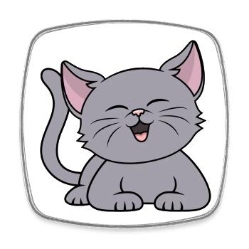 Mignon Chat Gris Chaton Chats Propriétaire de Chat - Magnet carré - blanc - Devant