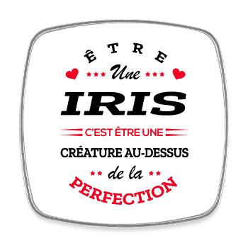 IRIS PARFAITE - NOM IRIS - Magnet carré - blanc - Devant