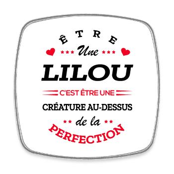 LILOU PARFAITE - NOM LILOU - Magnet carré - blanc - Devant
