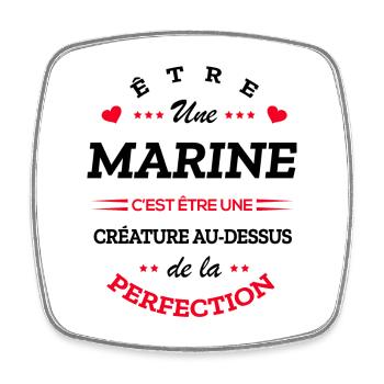 MARINE PARFAITE - NOM MARINE - Magnet carré - blanc - Devant