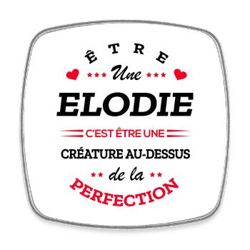 ELODIE PARFAITE - NOM ELODIE - Magnet carré - blanc - Devant