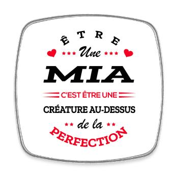 MIA PARFAITE - NOM MIA - Magnet carré - blanc - Devant