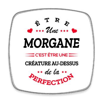 MORGAN PARFAITE - NOM MORGAN - Magnet carré - blanc - Devant