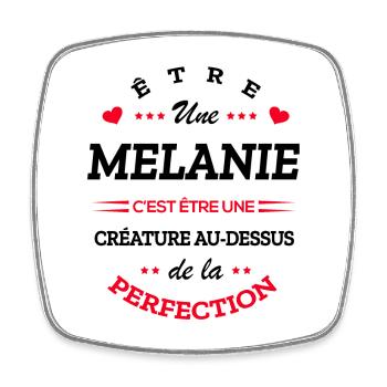 MELANIE PARFAITE - NOM MELANIE - Magnet carré - blanc - Devant