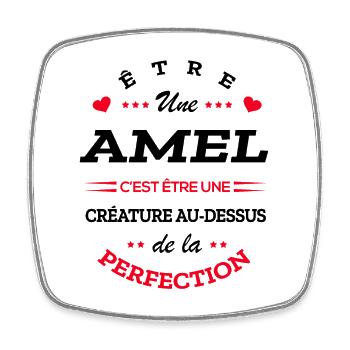 AMEL PARFAITE - NOM AMEL - Magnet carré - blanc - Devant