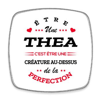 THEA PARFAITE - NOM THEA - Magnet carré - blanc - Devant