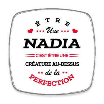 NADIA PARFAITE - NOM NADIA - Magnet carré - blanc - Devant