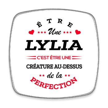 LYLIA PARFAITE - NOM LYLIA - Magnet carré - blanc - Devant