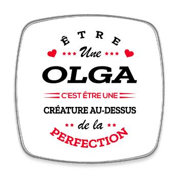 OLGA PARFAITE - NOM OLGA - Magnet carré - blanc - Devant