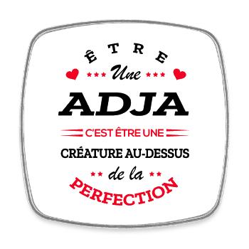 ADJA PARFAITE - NOM ADJA - Magnet carré - blanc - Devant