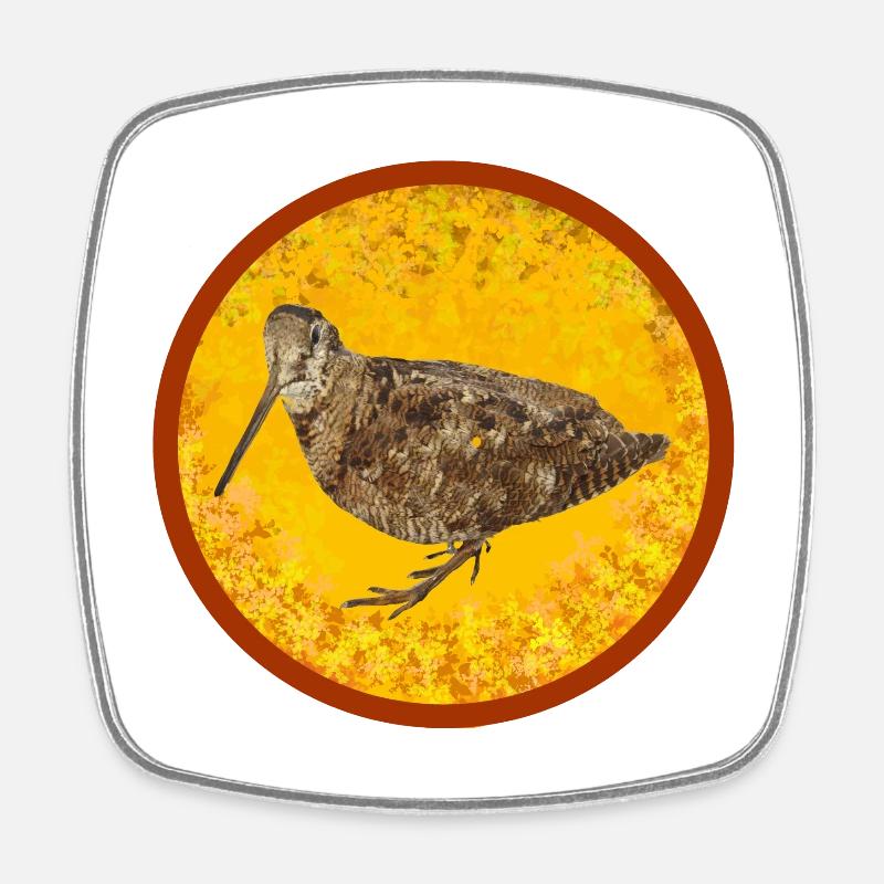 Woodcock on crest. - Square fridge magnet - white