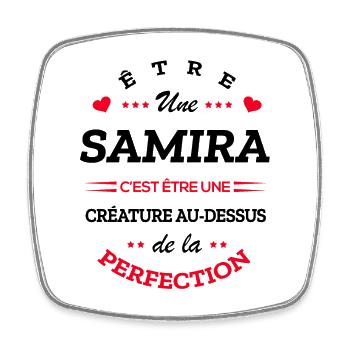 SAMIRA PARFAITE - NOM SAMIRA - Magnet carré - blanc - Devant
