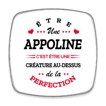 APOLLINE PARFAITE - NOM APOLLINE - Magnet carré - blanc - Devant