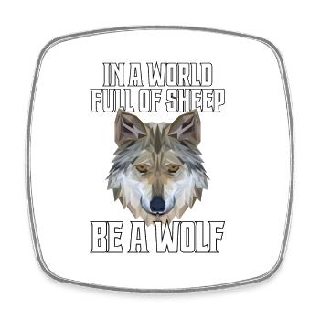 Wolf Polygon - Viereckiger Kühlschrankmagnet - Weiß - Vorne