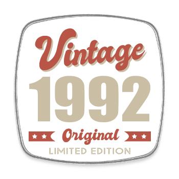anniversaire 30 ans Né en 1992 vintage Cadeau - Magnet carré - blanc - Devant