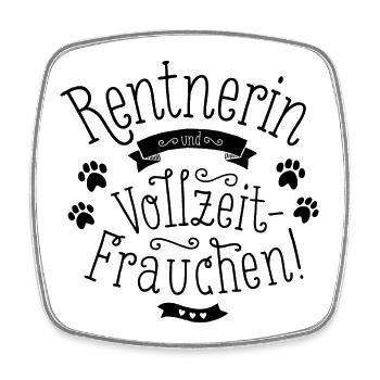 Rentnerin mit Hund Geschenk zur Rente - Viereckiger Kühlschrankmagnet - Weiß - Vorne