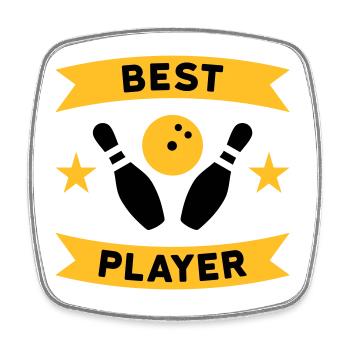 Best bowling player (Bowlingpins, Bowlingkugel) - Viereckiger Kühlschrankmagnet - Weiß - Vorne