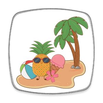 Ani mit Eis Sommer Ananas - Viereckiger Kühlschrankmagnet - Weiß - Vorne