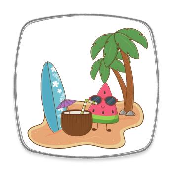 Mel Melone auf der Insel Sommer Melone - Viereckiger Kühlschrankmagnet - Weiß - Vorne
