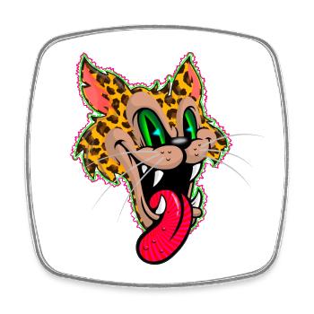 Leopard Comic Psychedelisch - Viereckiger Kühlschrankmagnet - Weiß - Vorne
