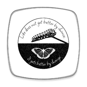 Inspiring saying butterfly cool nature - Square fridge magnet - white - Front