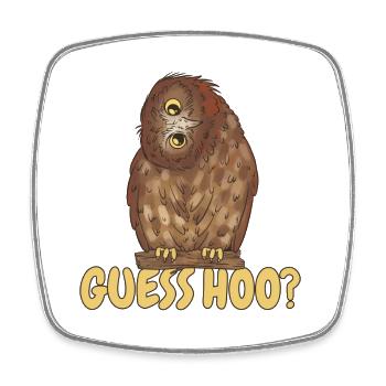 Eule Guess Hoo - Viereckiger Kühlschrankmagnet - Weiß - Vorne