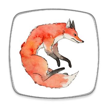 Renard - Magnet carré - blanc - Devant