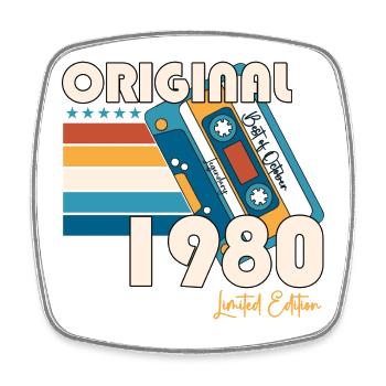 Octobre Vintage 1980 42nd Birthday Gift Tape - Magnet carré - blanc - Devant