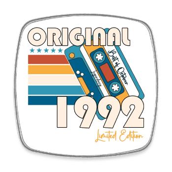 Octobre Vintage 1992 30th Birthday Gift Tape - Magnet carré - blanc - Devant