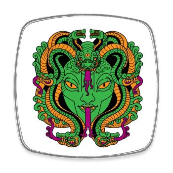 Medusa Gesicht Schlangenfrau - Viereckiger Kühlschrankmagnet - Weiß - Vorne