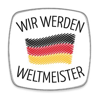 Wir Werden Weltmeister (Deutschlandflagge Skizze) - Viereckiger Kühlschrankmagnet - Weiß - Vorne