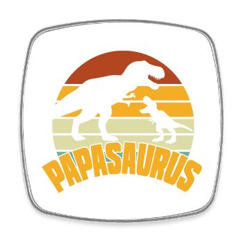 Papasaurus Fête des Pères Dinosaure T-Rex Idée Cadeau - Magnet carré - blanc - Devant
