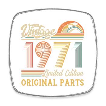 Vintage 1971 limited edition original parts - Square fridge magnet - white - Front