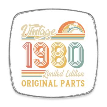 Vintage 1980 limited edition original parts - Viereckiger Kühlschrankmagnet - Weiß - Vorne