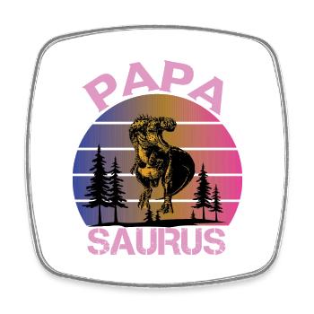 Papasaurus Fête des Pères Dinosaure T-Rex Idée Cadeau - Magnet carré - blanc - Devant