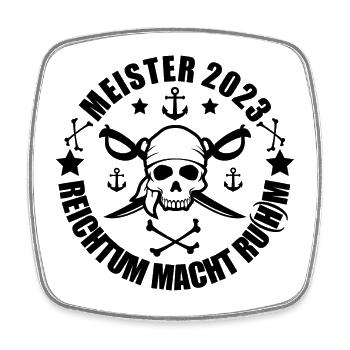 Meister 2023 Piraten Design - Viereckiger Kühlschrankmagnet - Weiß - Vorne