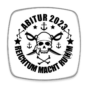Abitur 2023 Piraten Design - Viereckiger Kühlschrankmagnet - Weiß - Vorne