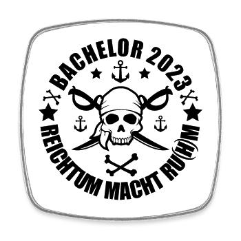 Bachelor 2023 Piraten Design - Viereckiger Kühlschrankmagnet - Weiß - Vorne