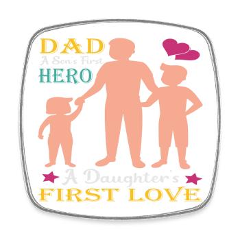 Father and son - father and daughter gift father - Square fridge magnet - white - Front
