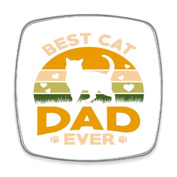 Cat's father - Square fridge magnet - white - Front