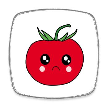 lustiges Tomaten Food Design mit traurigem Gesicht - Viereckiger Kühlschrankmagnet - Weiß - Vorne