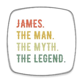 James first name The Man The Myth The Legend - Square fridge magnet - white - Front