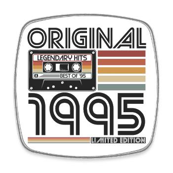 1995 born vintage retro birthday - Square fridge magnet - white - Front