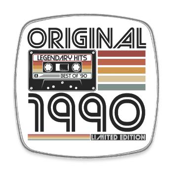 1990 born vintage retro birthday - Square fridge magnet - white - Front