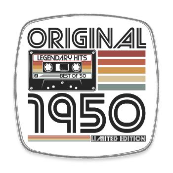 1950 born vintage retro birthday - Square fridge magnet - white - Front