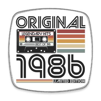 1986 Born Vintage Retro Birthday - Square fridge magnet - white - Front