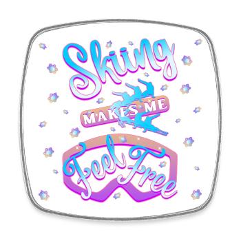 Skiing makes me feel free - 1 - Square fridge magnet - white - Front