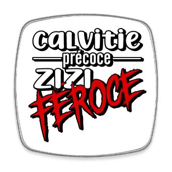 calvitie précoce, zizi féroce - Magnet carré - blanc - Devant